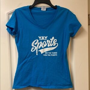 Blue Graphic Tee with Sports Slogan
